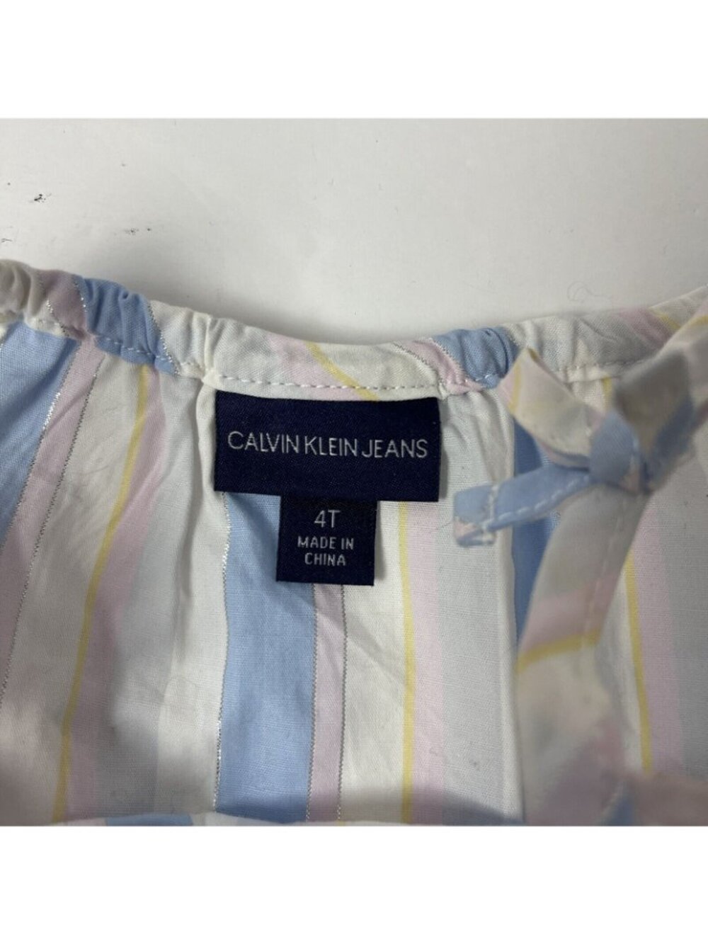 Calvin Klein Girls Size 4T 3-Piece Outfit Pink T-Shirt Blue Shorts Striped Top - Picture 7 of 7